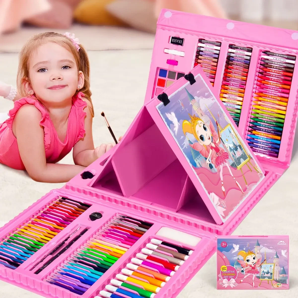 208-Piece Unicorn Art & Drawing Colour Box Set for Kids & Adults