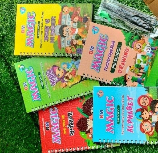 Magic Practice Copybook for Kids (5 Books Set) with Reusable Magic Pen & Refills